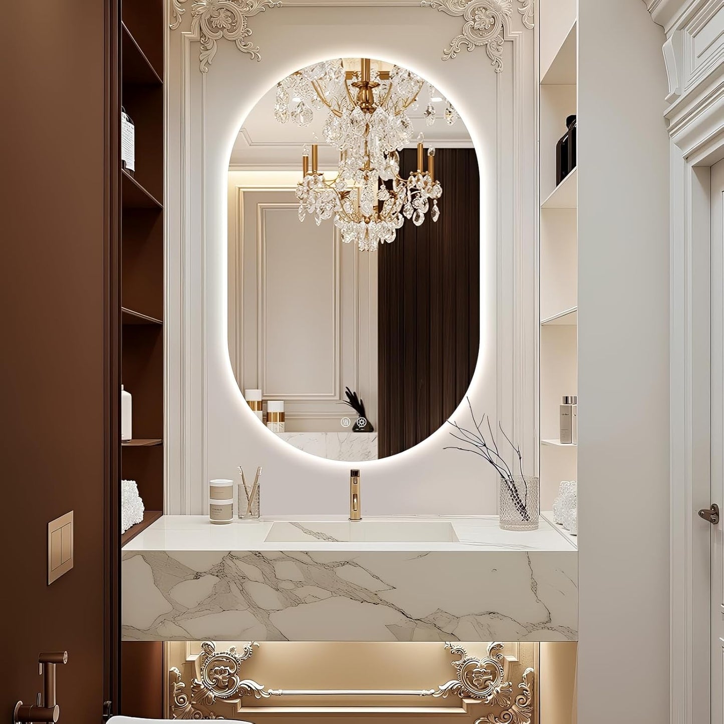 48" x 30" Oval LED Mirror for Bathroom, Backlit Vanity Mirror with Lights, Frameless Smart Wall Mirror, 3 Colors Stepless Dimmable, Anti-Fog, Shatterproof, Memory, CRI95+(Horizontal/Vertical)