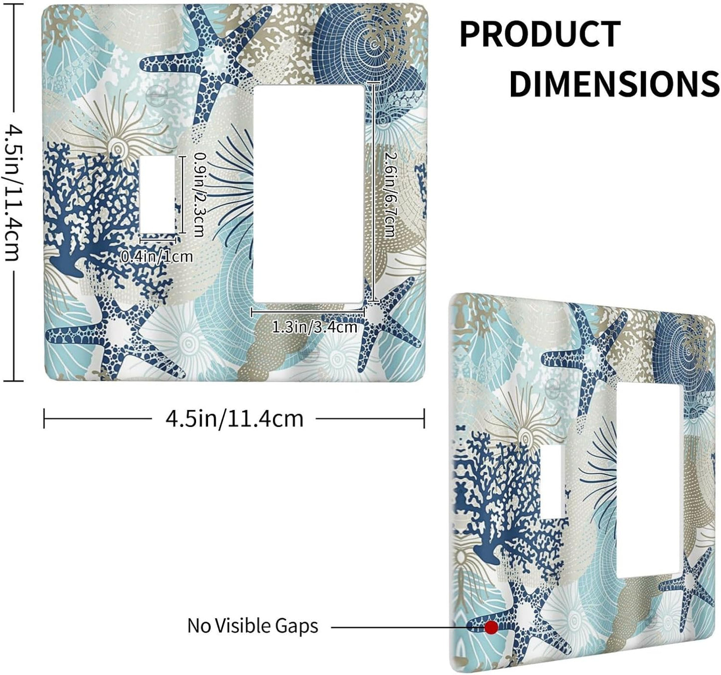 Decorative Outlet Covers Blue Starfish Brown Coral Ocean 2 Gang Light Switch Cover Plate Single Toggle 1 Rocker Wall Plates for Electrical Outlets Switch Plate Covers for Girlroom Home Decor