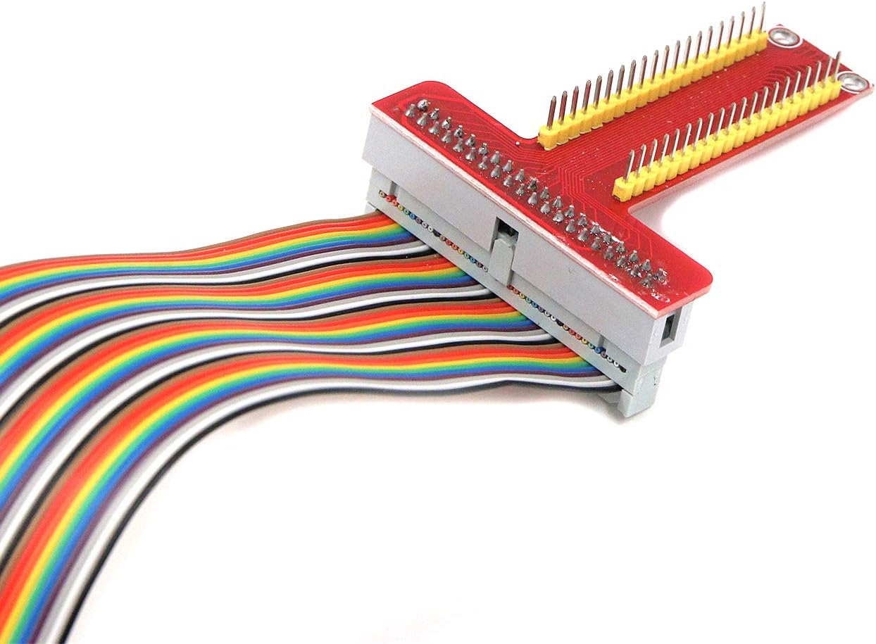 Quluxe 2 Set RPi GPIO Breakout Expansion Board + Ribbon Cable + Assembled T Type GPIO Adapter FC40 40pin Flat Ribbon Cable for Raspberry Pi B+ Kit