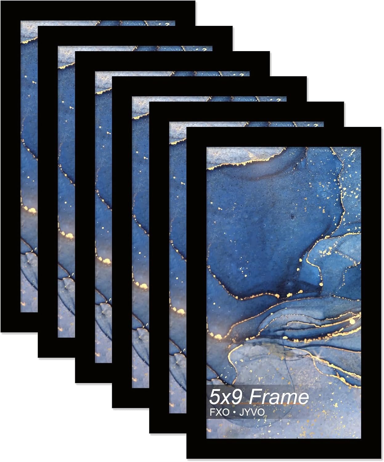 5x9 Picture Frame Set of 6, Black Frame for 5 x 9 Inch Picture Poster Photo, Light Weight and High Transparent 5 by 9 Frame for Wall - 6 Pack/Black/5"x9"
