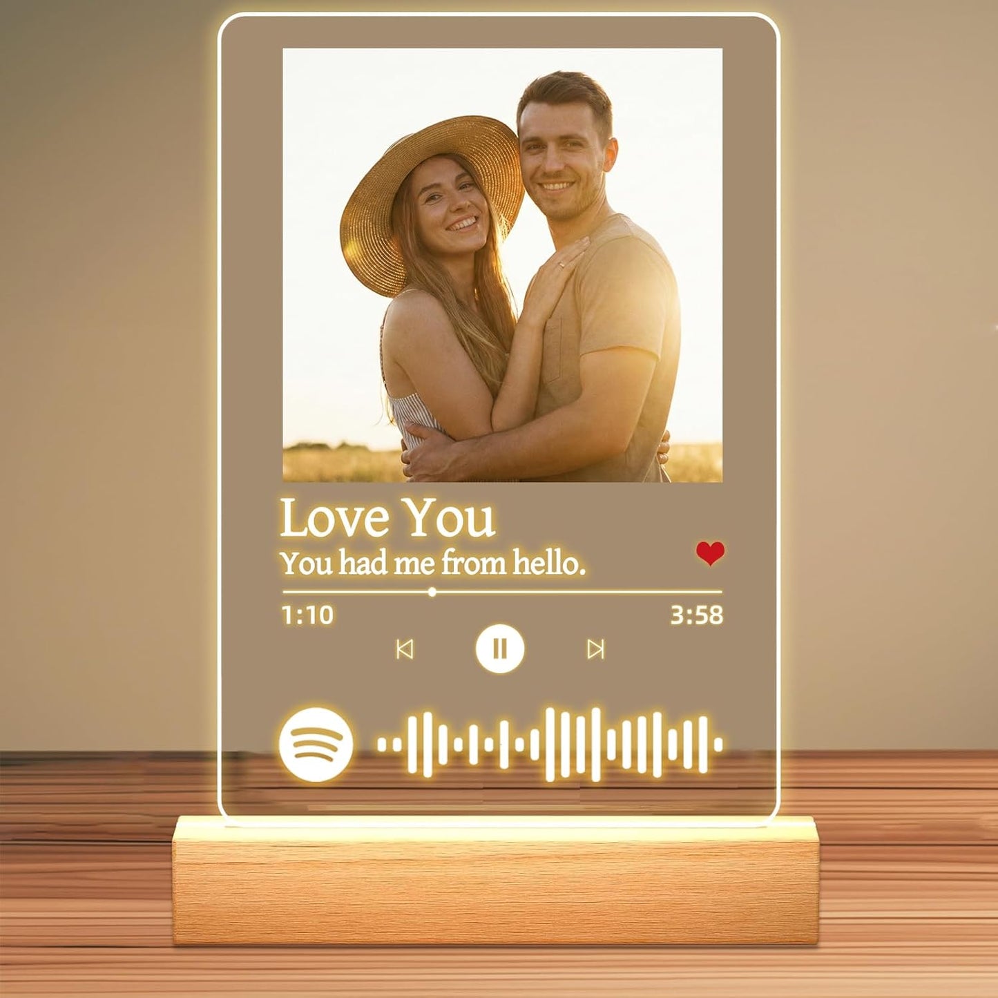 Custom Picture Frames - Customizable Decorative Sign with Photo & Song Option - Ideal Gift for Couples, Mothers Day, Boyfriend & Girlfriend (Music)