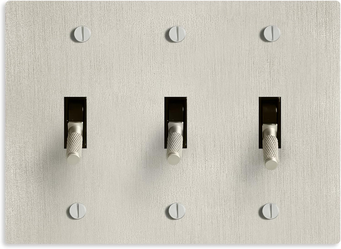 Select 15A 120V AC 3-Gang Toggle Switch, Vintage Satin Nickel Plated Single Pole 3 Way Compatible Wall Mount Toggle Switch, Included Faceplate & Switch Module, UL Listed