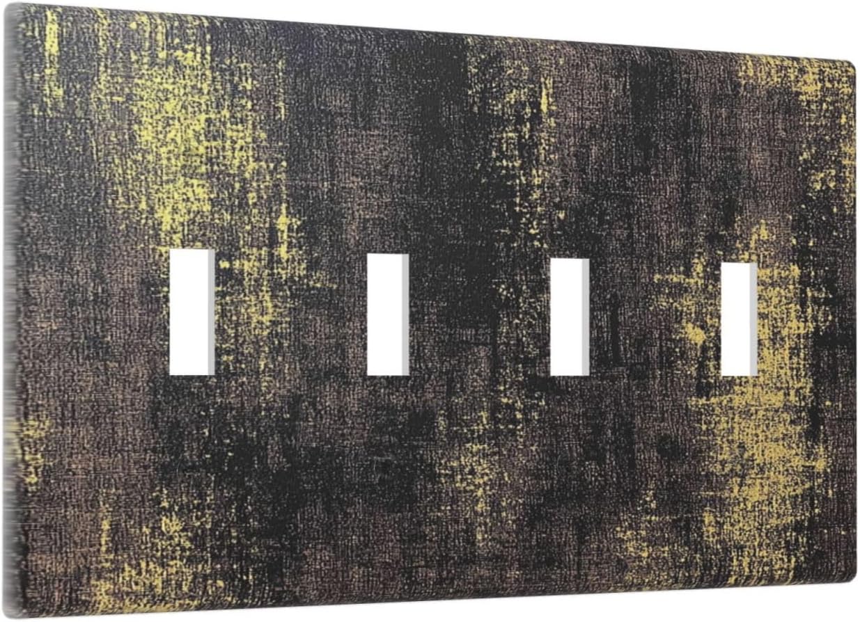 Light Switch Covers Vintage Industrial Rusty Metallic Quad Toggle Electrical Faceplate 4 Gang Wall Plate Decorative Switch Plates For Farmhouse Cabin Decor