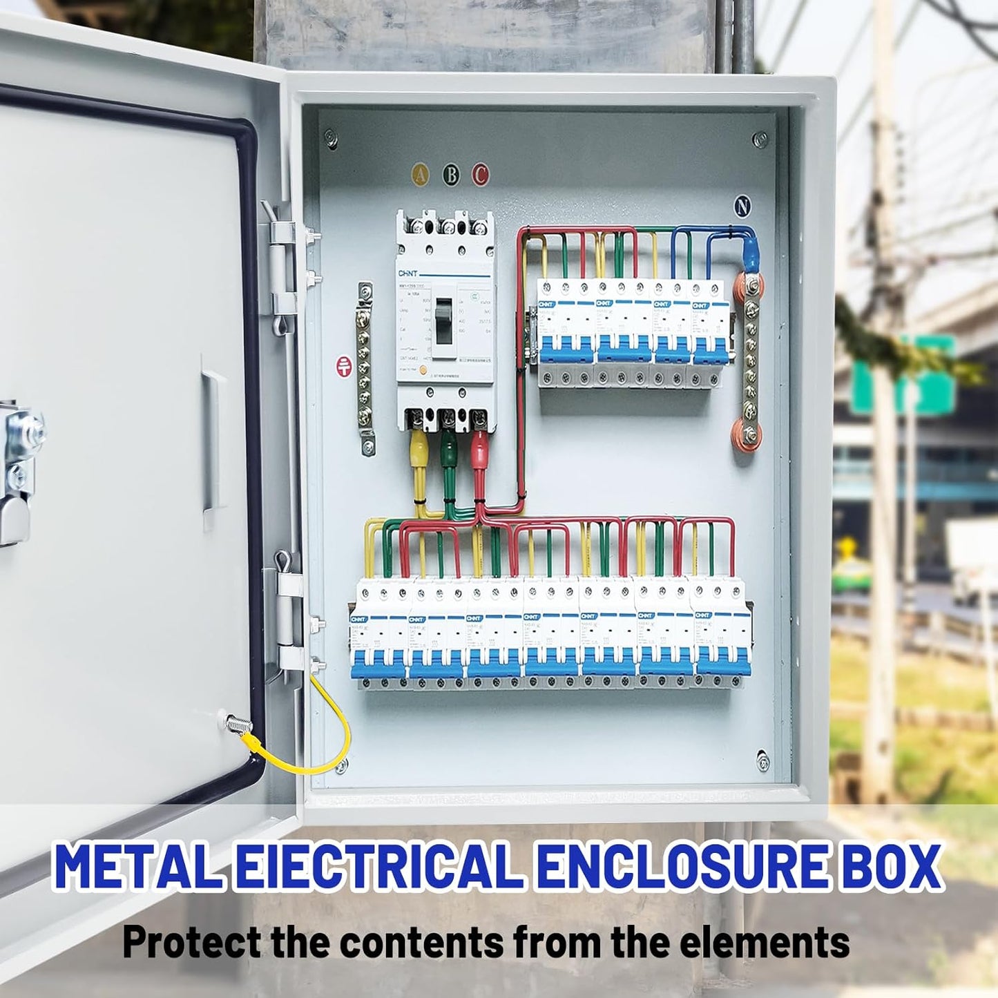 Outdoor Electrical Box 10 x 8 x 6''D NEMA 4X Enclosure Steel Box, Waterproof & Dustproof Outdoor/Indoor Lockable Electrical Junction Box, with Mounting Plate