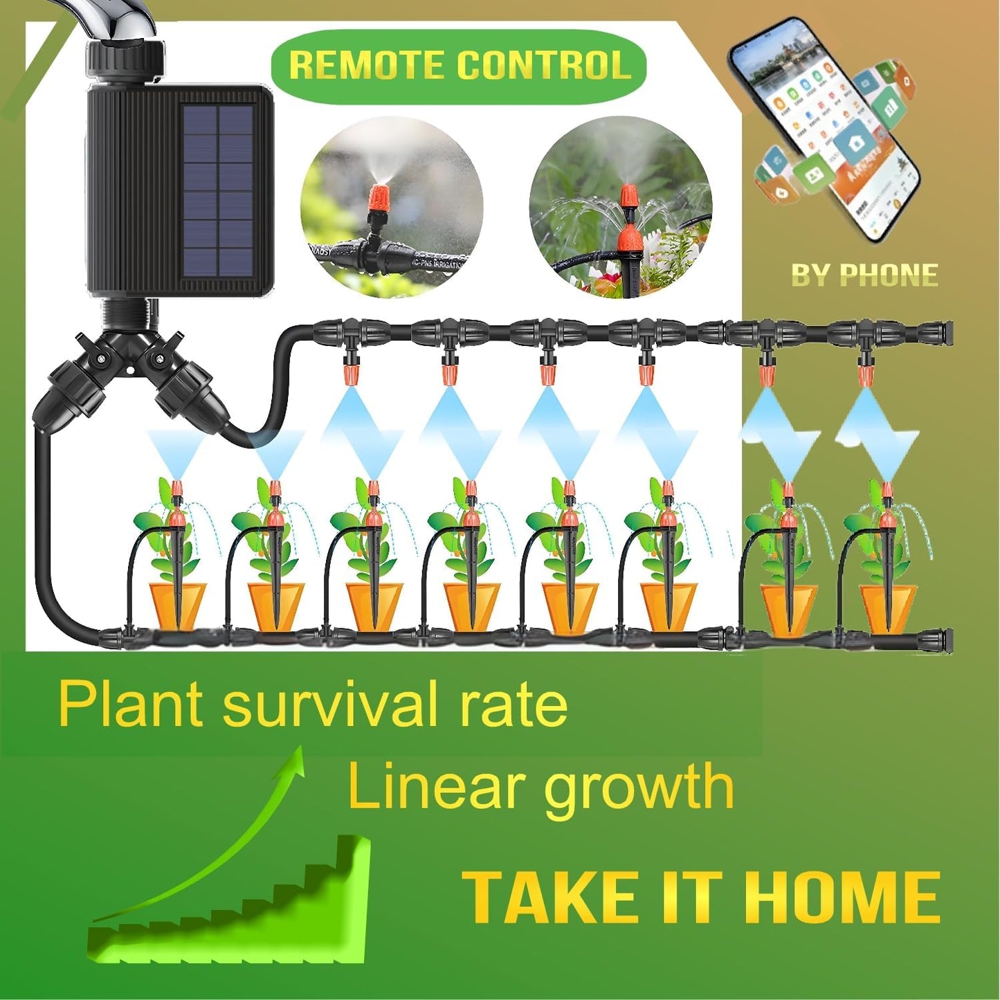 Solar Powered WiFi Water Timer - Smart Sprinkler Controller with Mobile APP Programming for Lawn, Yard, Garden Drip Irrigation