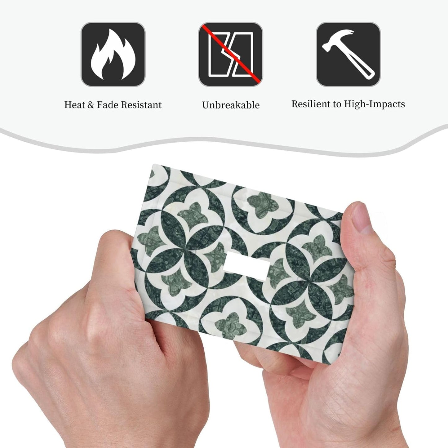 Green Luxury Modern Cubic Marble 1 Gang Single Toggle Decorative Light Switch Covers Electrical Faceplate Switch Plates for Bathroom Kitchen Home