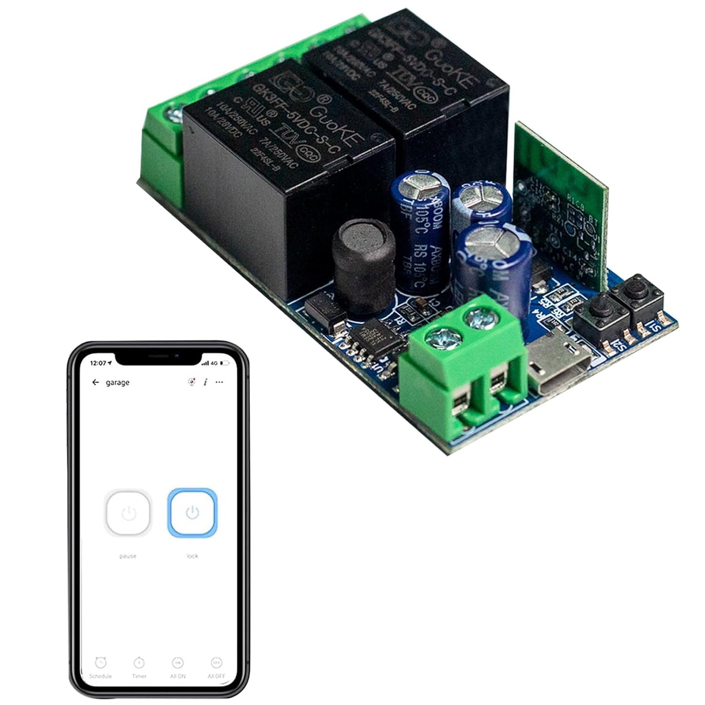 Ewelink WiFi Wireless Smart Relay Module USB DC 5v/12v/24v/48v 2 Channel Switch for Garage Door, Rolling Shutter Door, Electric Curtain