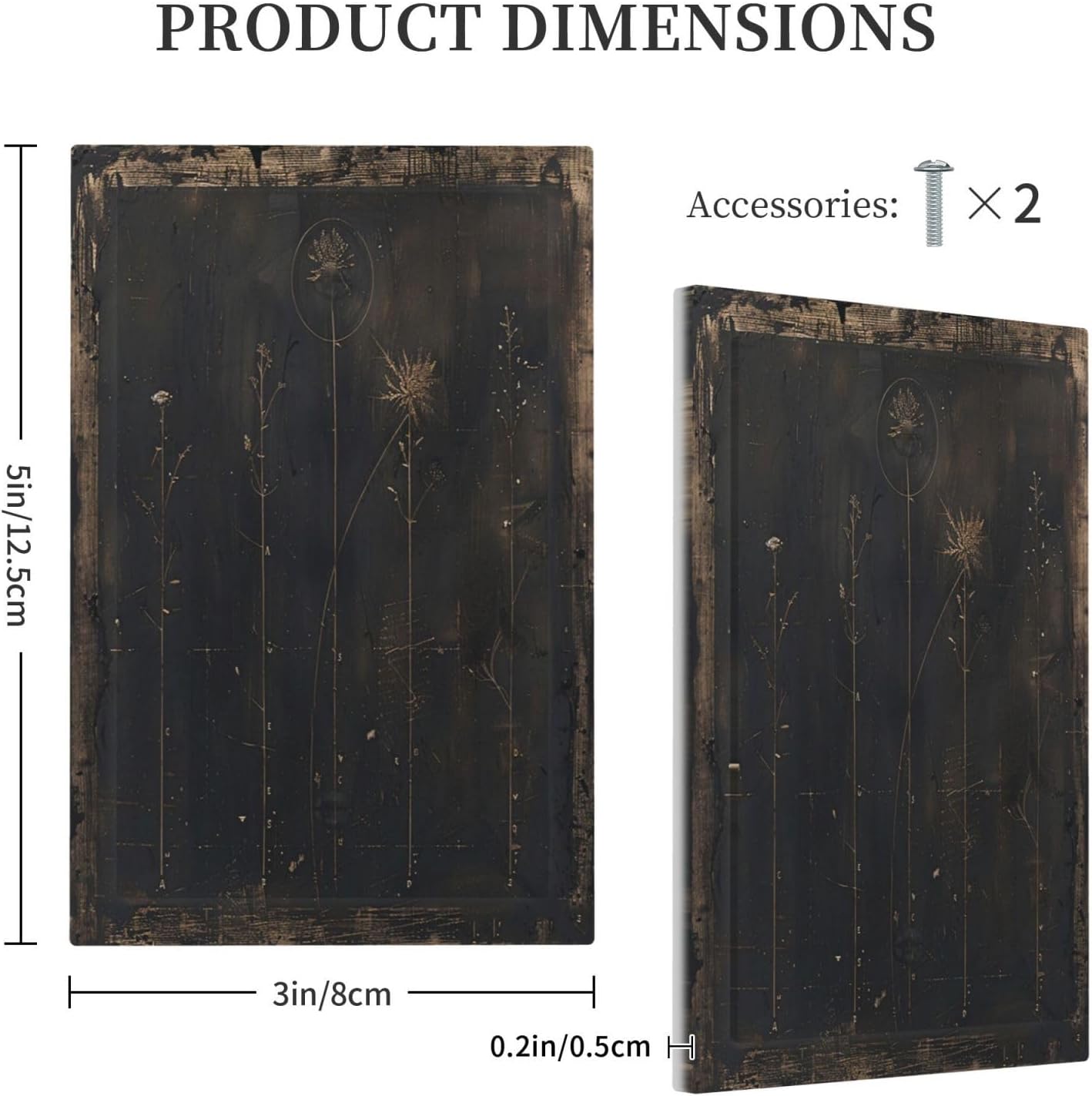 Light Switch Cover Plate Black And White Dandelion Art Vintage Wood Grain 1 Gang No Device Blank Wall Plate Electrical Outlet Cover Decorative Switch Plate Covers for Farmhouse Cabin Decor