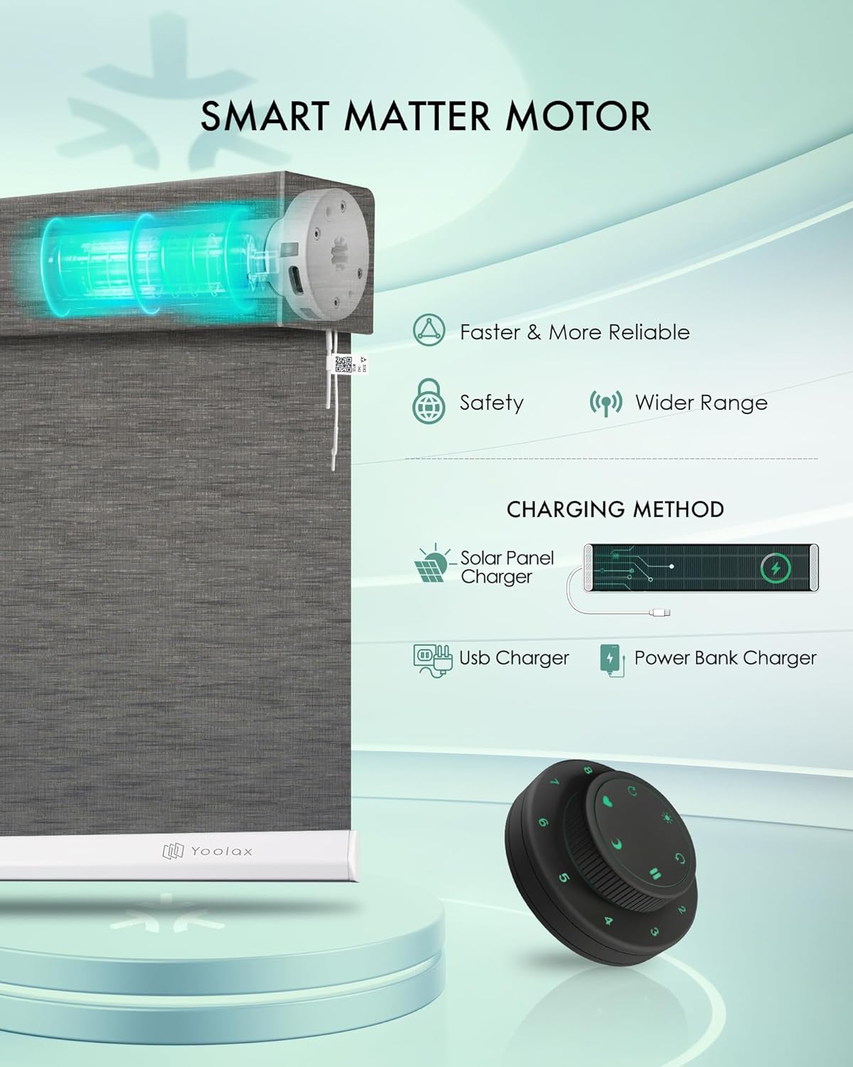 Yoolax Smart Blinds, Motorized Matter Roller Shades Blackout Automatic Blinds for Windows Motorized Shades Compatible with Alexa, Google Home, Homekit(Blackout Black Brown)