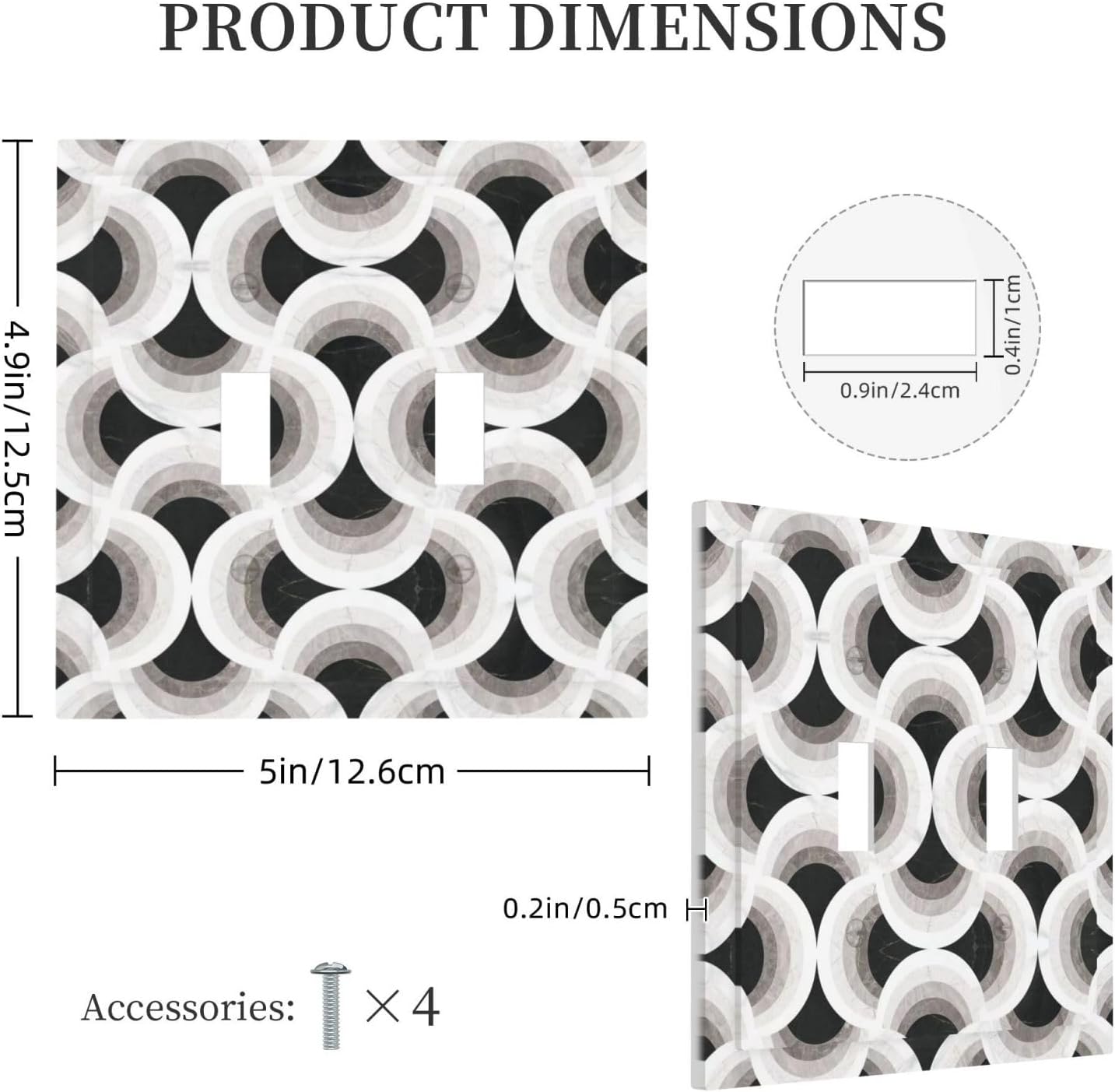 Abstract Art Marble 2 Gang Double Toggle Decorative Light Switch Covers Electrical Faceplate Switch Plates for Bathroom Kitchen Home