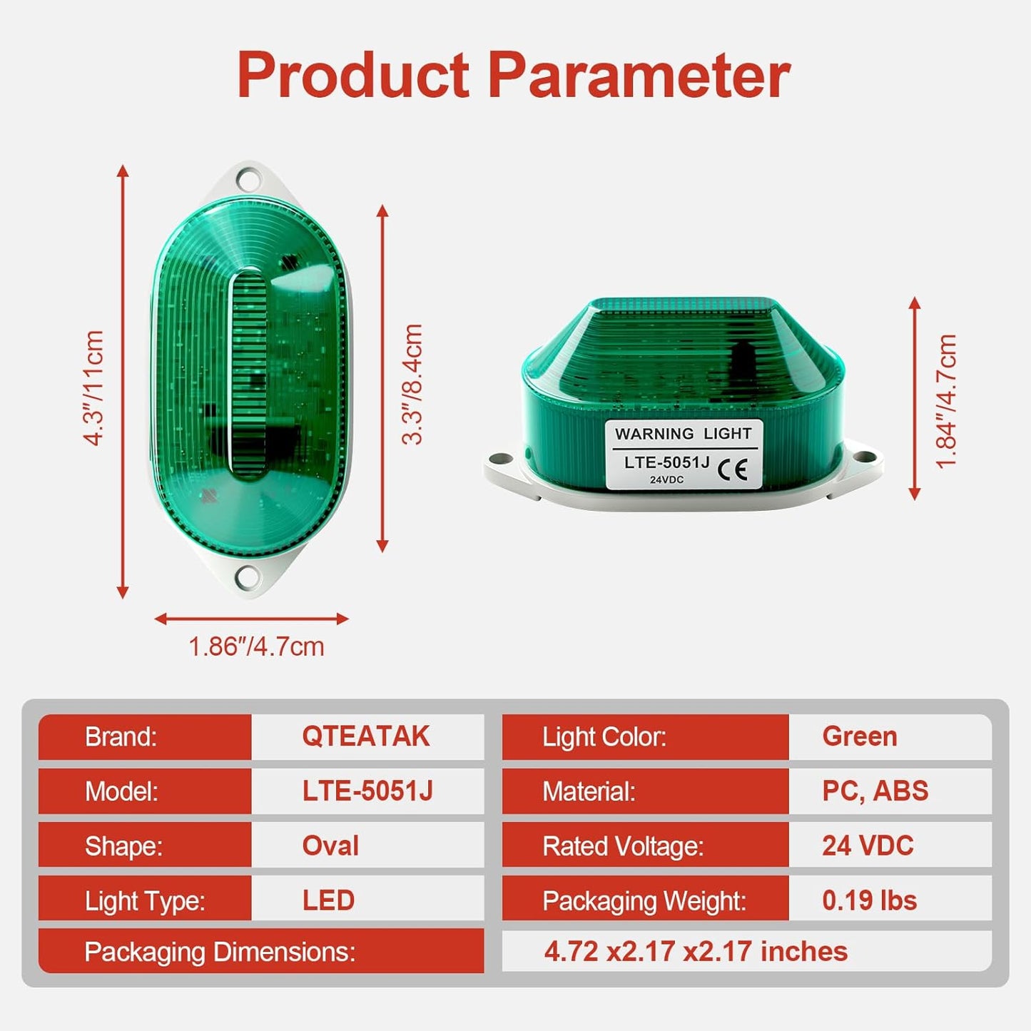 DC24V Strobe Siren Industrial Warning Light with Green LED and 105dB Buzzer, Ultra-Bright Signal Flashing Alarm Light for Safety and Alert, Oval