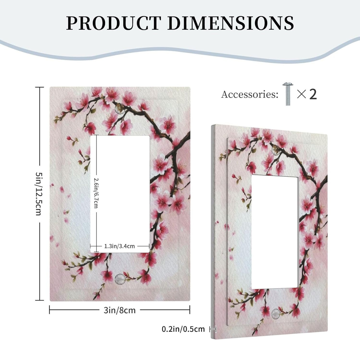 Branch with Pink Flowers Single Decora Outlet Wall Plate 1 Gang Rocker Decorative Switchplate Faceplate GFCI Light Switch Covers for Home Living Decor