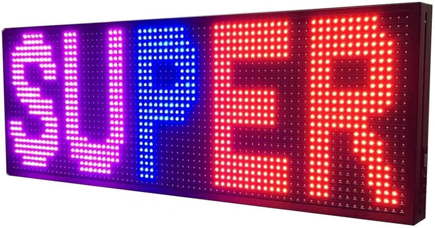 P10 Outdoor LED Sign – 39''x14'' Full Color WiFi Programmable Display Board with High Brightness | Scrolling Text, Images & Video for Store Advertising