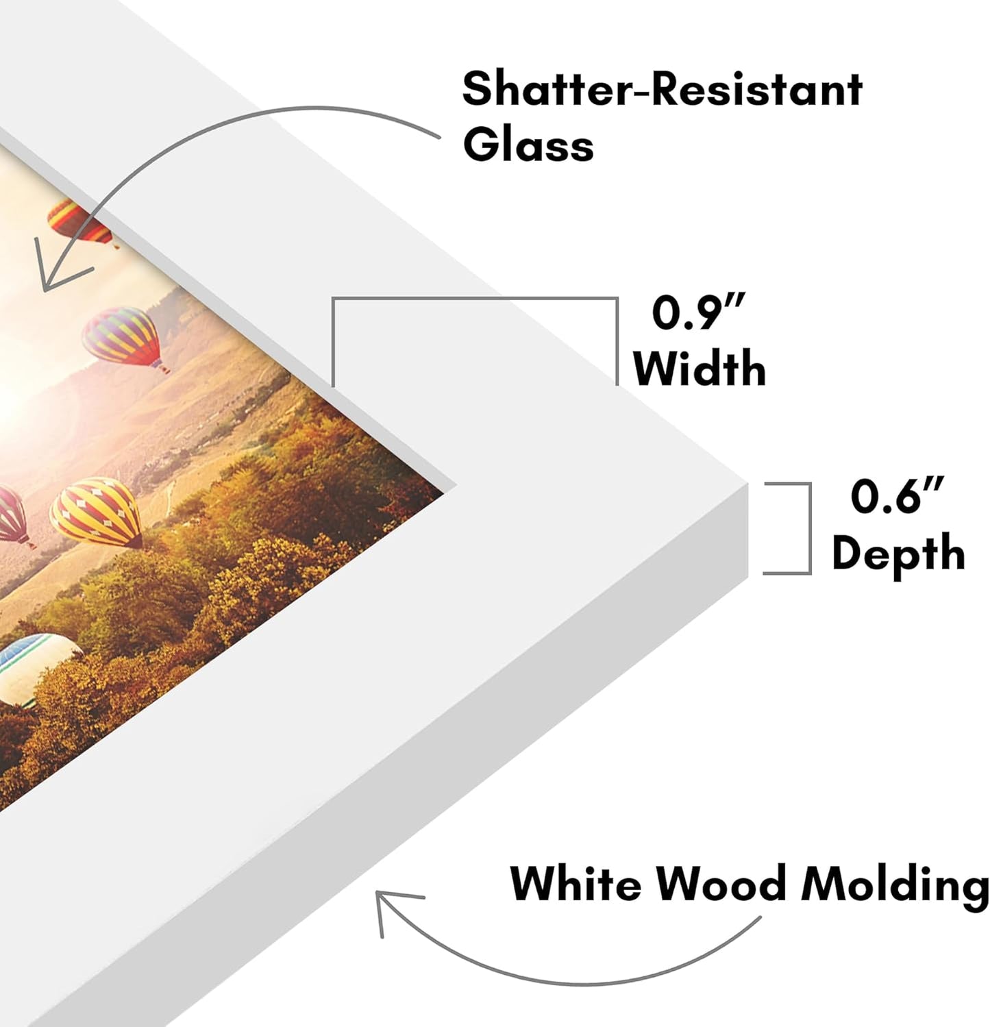 Americanflat 4x6 Picture Frame with Shatter-Resistant Glass - Signature Collection - Gallery-Style Frames Made of Engineered Wood - Photo Frame for Tabletop and Wall Display - White