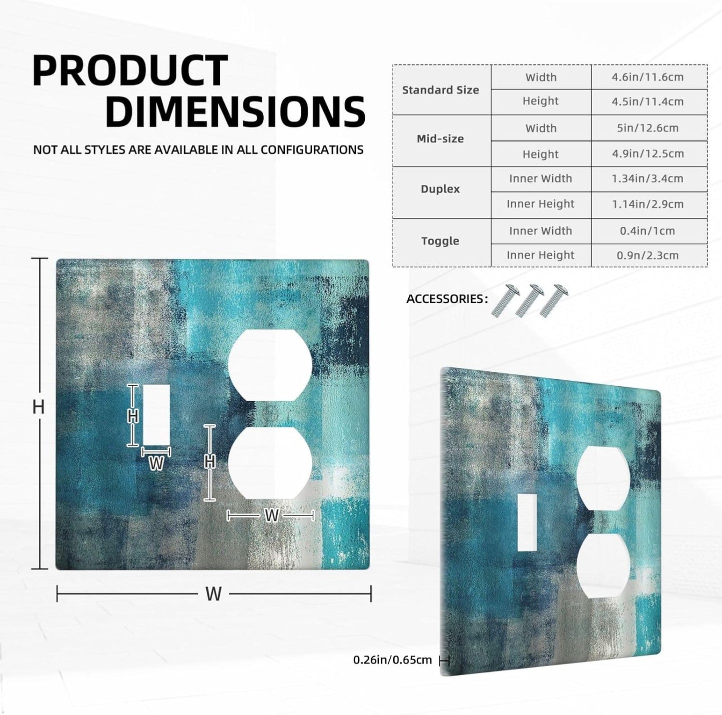 Wallplates Teal Blue Modern Geometric Abstract Turquoise Green 1 Toggle 1 Duplex Switch Plate Electrical GFCI Faceplate Decorative Light Switch Covers for living Room Bedroom Decor