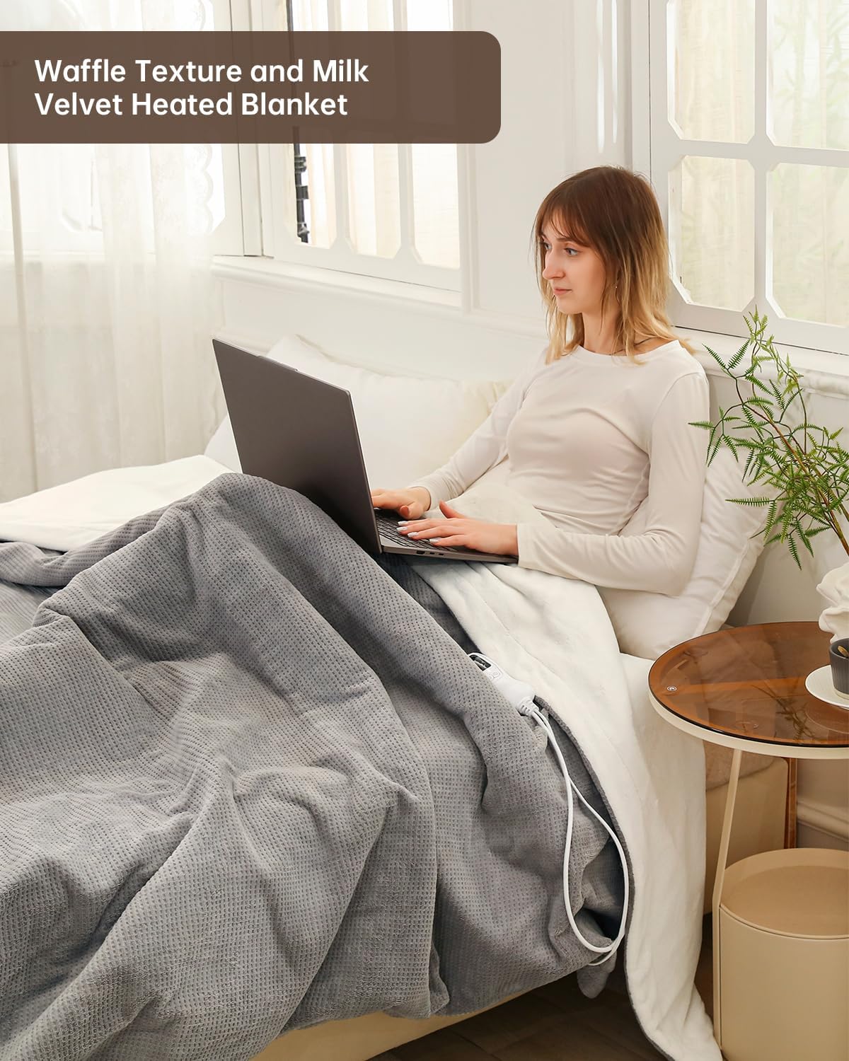Electric Heated Blanket Twin Size, Washable Blanket Warmer for Home for Adults, Fast Heating, Super Cozy Soft Fabric, 62" x 84", 9 Heat Levels, 1-9H Auto-Off, ETL Certified, Dark Gray