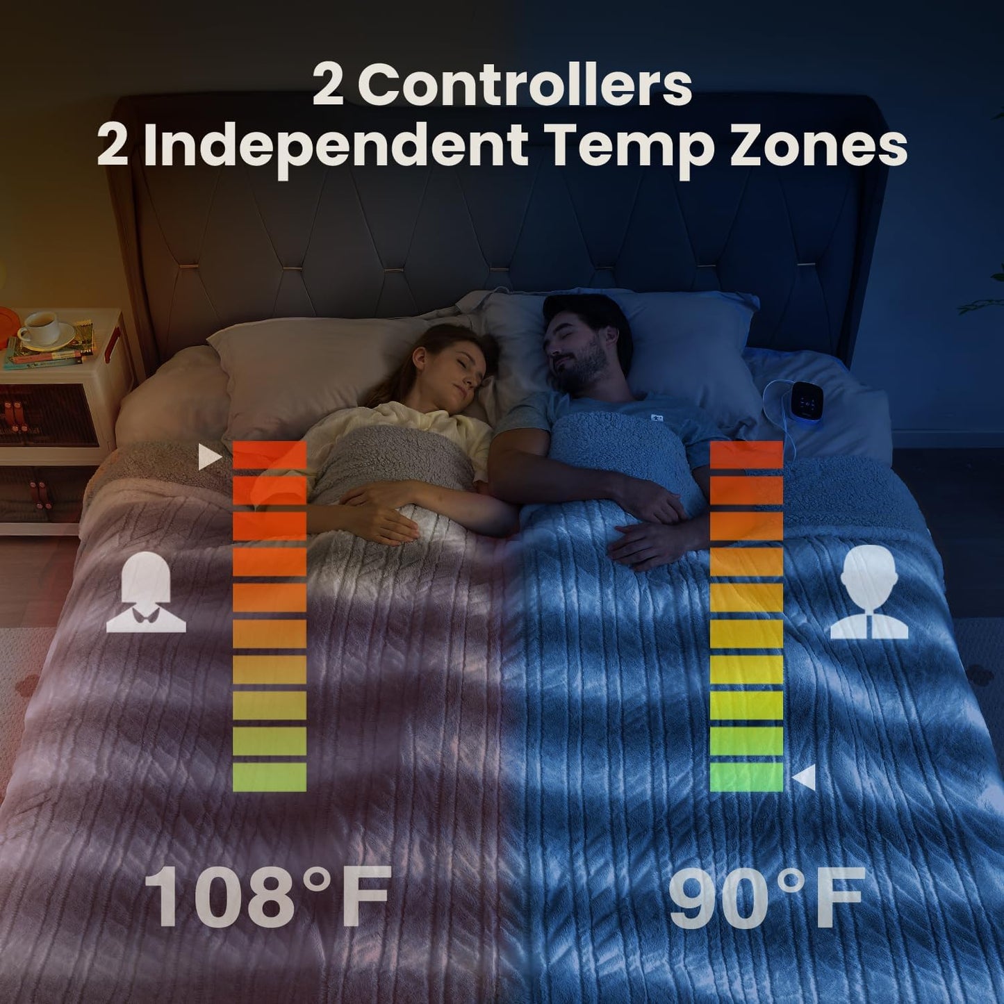 Bearhug Electric Blanket King Size 100" x 90" Dual Controllers Heated Blanket, 10 Heat Settings, 1-12 Hour Auto Shut-Off, Faux Fur & Sherpa Dual-Sided, Machine Washable, Gift-Ready Elegant Packaging