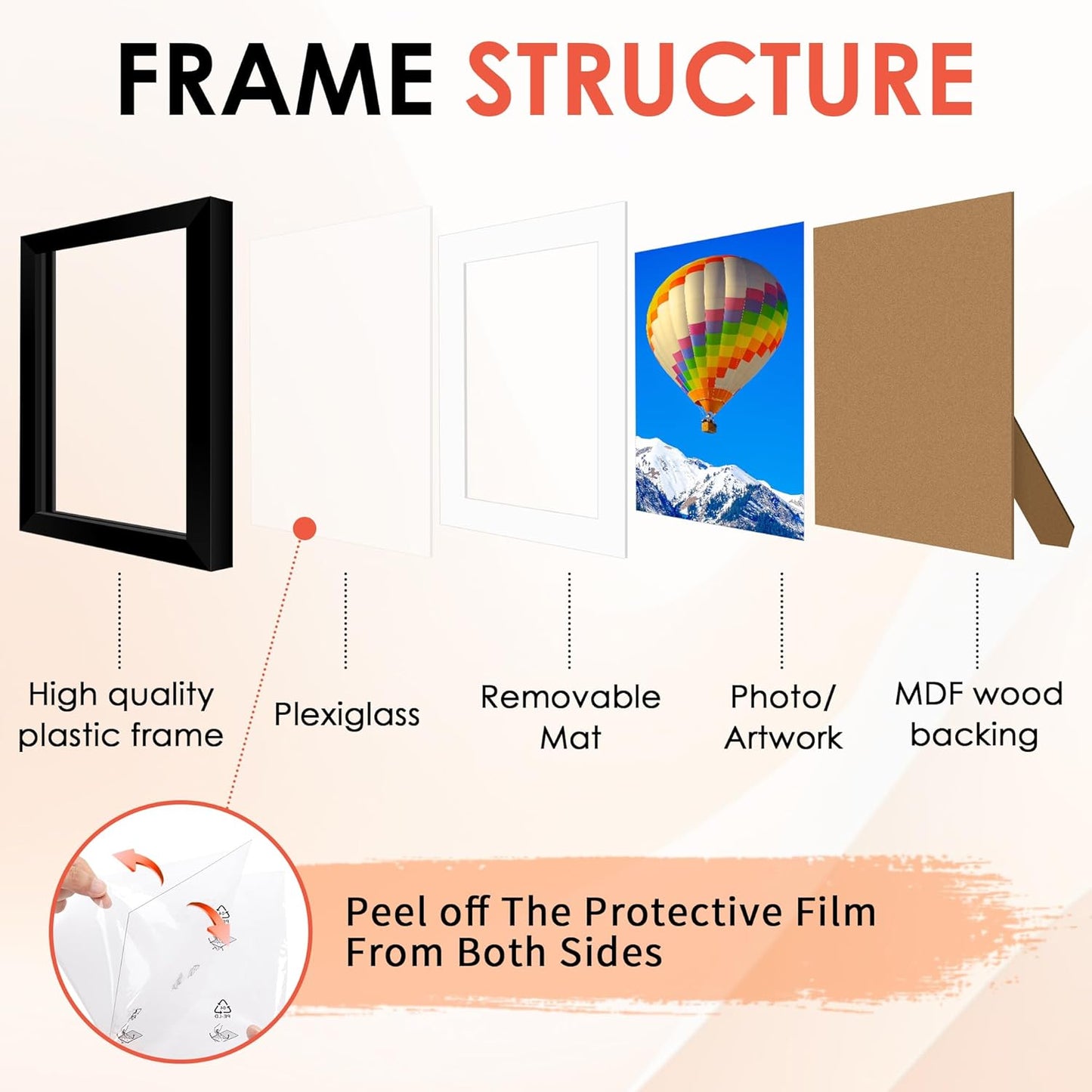 FIXSMITH 5x7 Picture Frame Set of 10, Black Photo Frames Bulk with HD Plexiglass, Display Pictures 4x6 with Mat or 5x7 Without Mat, Multi Picture Frames Collage for Tabletop or Wall Display