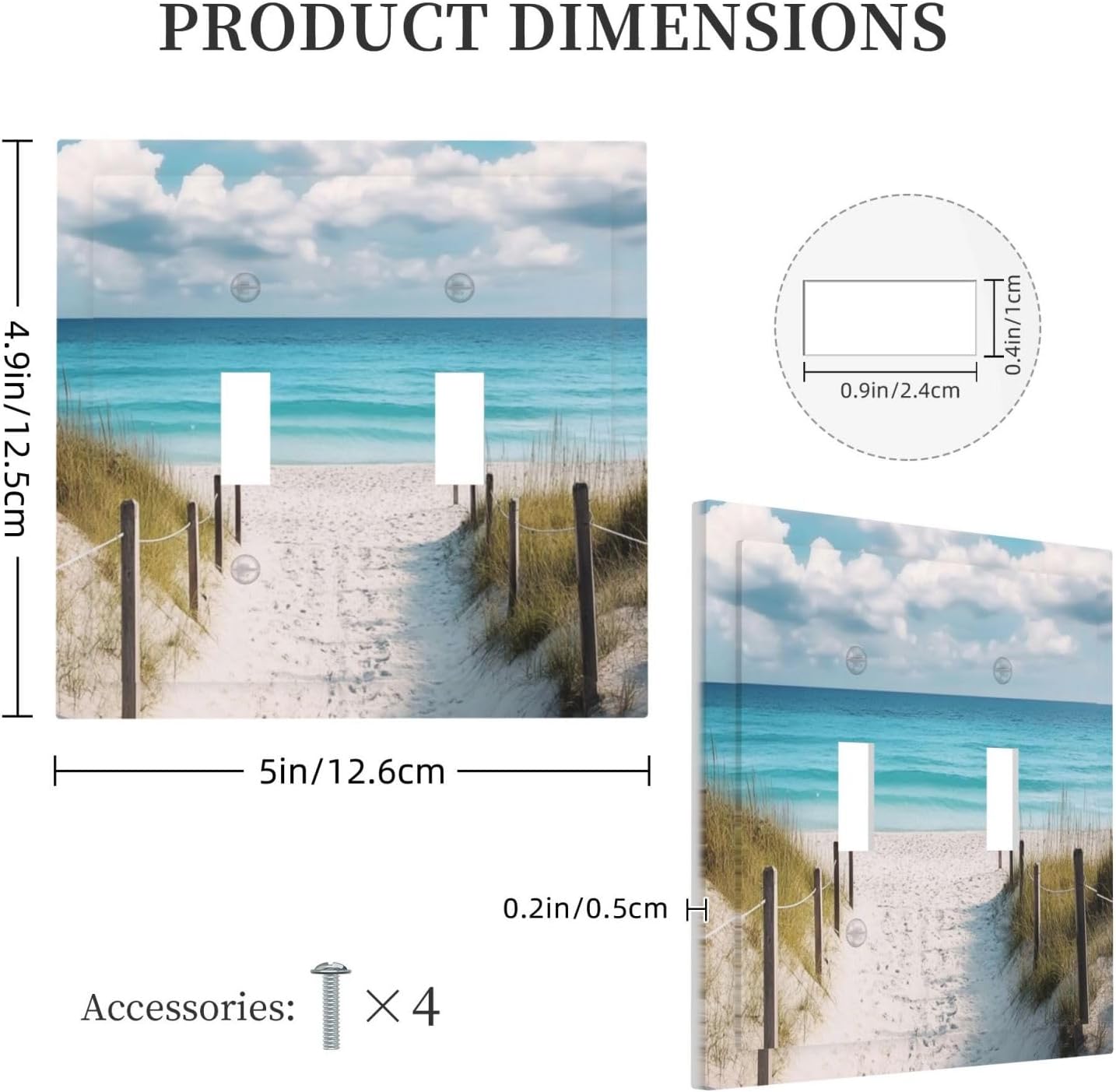 Decorative Light Switch Cover Plate Coastal Beach Ocean Seaside View 2 Gang Outlet Covers Double Toggle Wall Plates for Electrical Outlets Switch Plate Covers Faceplate for Bedroom Home Decor
