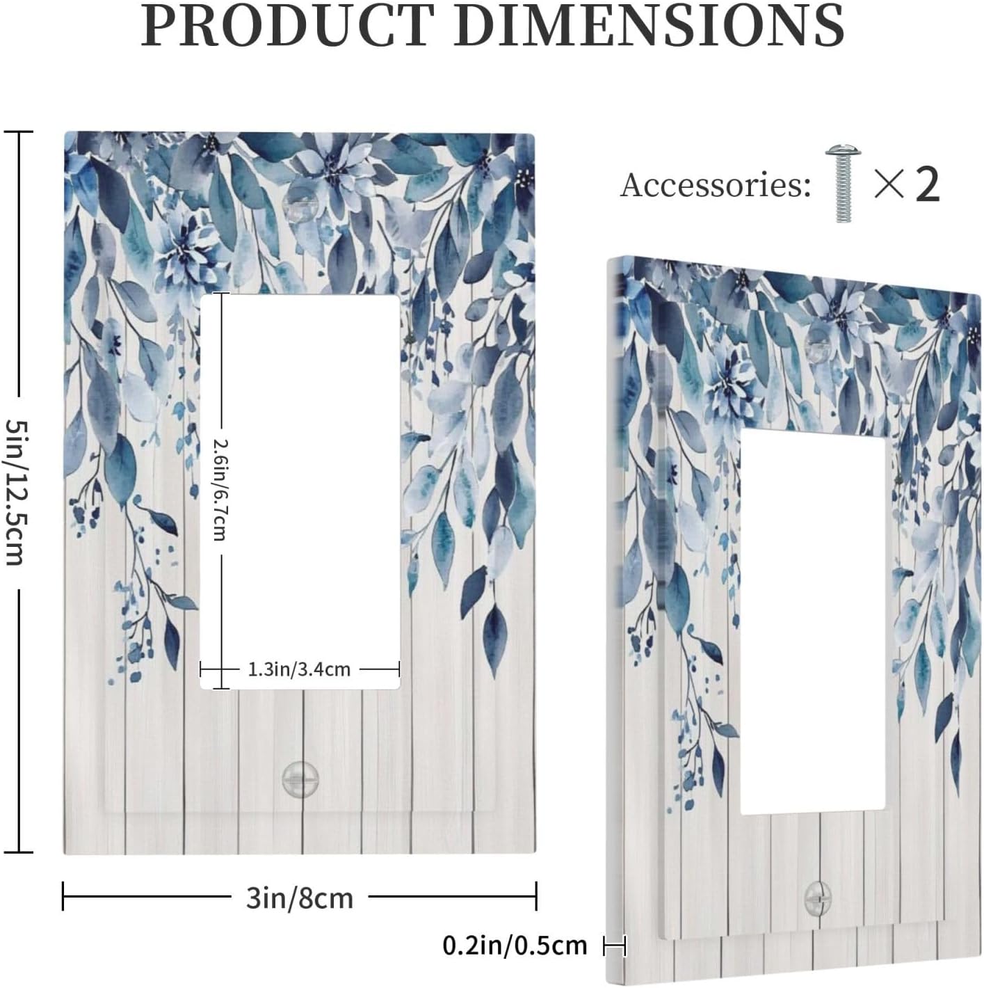 Eucalyptus Rustic Watercolor Plant Decorative Outlet Covers 1 Gang Single Rocker Light Switch Cover Plate Wall Plates Gfci Faceplate For Farmhouse Home Decor