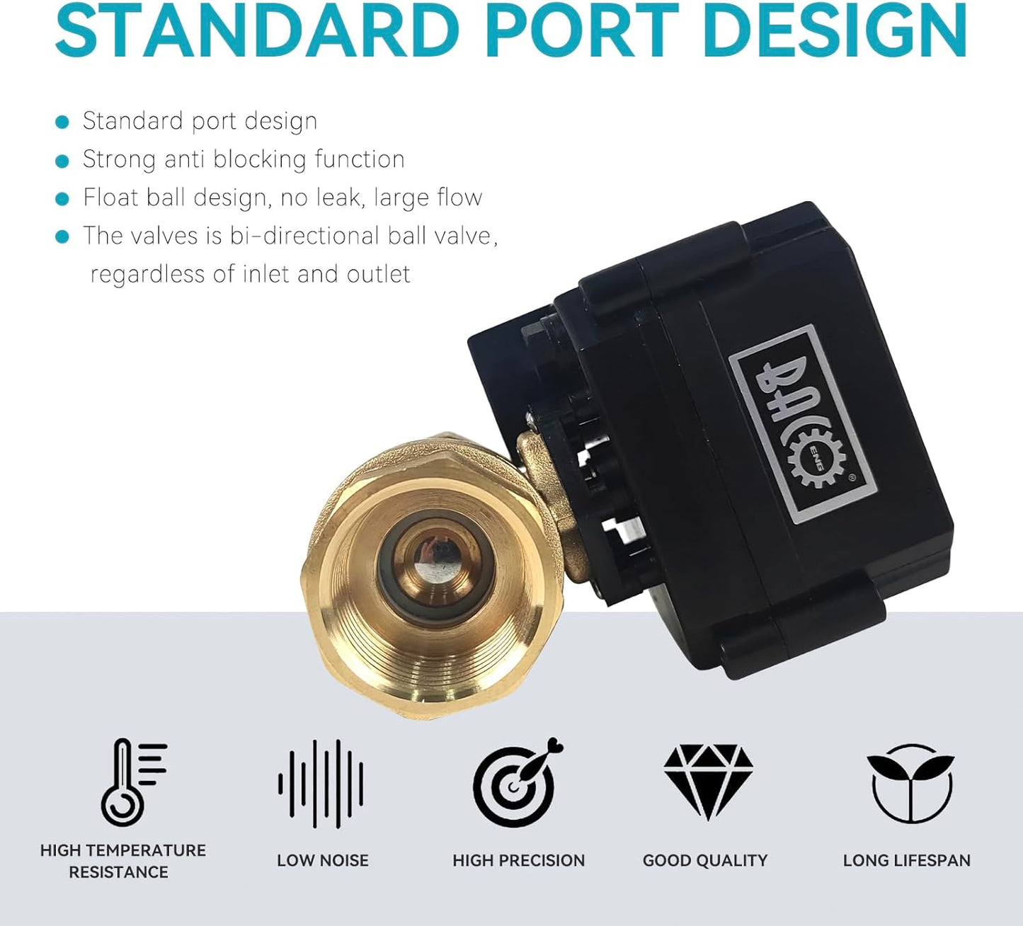 BACOENG Motorized Ball Valve, 2 Wire Auto Return 1" Brass Electrical Ball Valve with Standard Port, AC/DC9-24V Manually Closable (Normally Closed), Black