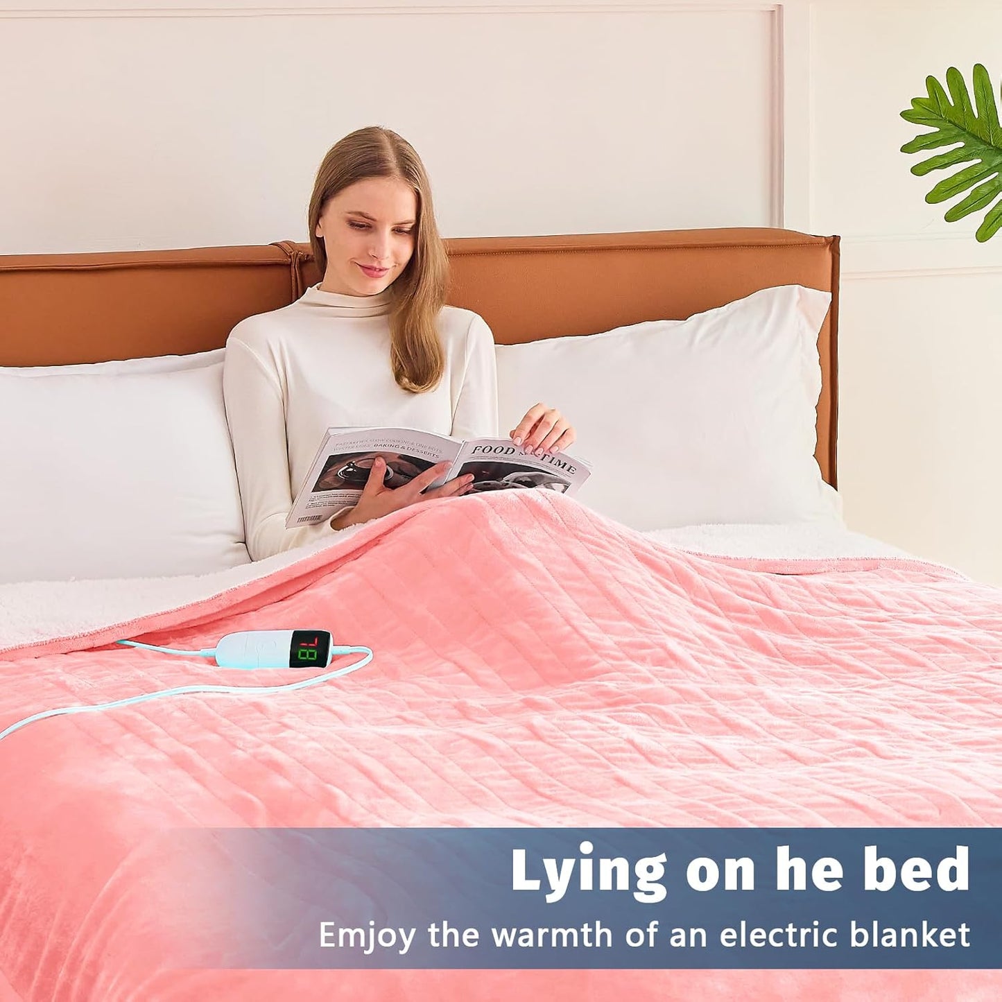 BOMOVA Heated Electric Blanket Twin - 62" x 84" Heating Blanket with 10 Heating Levels & 8 Hours Auto Off, Warm Flannel Blanket, Christmas Birthday Gifts for Women