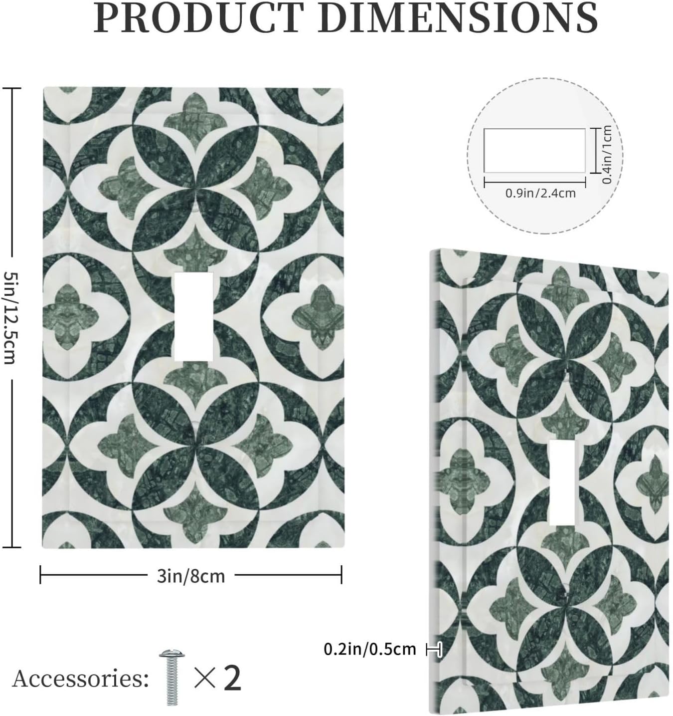 Green Luxury Modern Cubic Marble 1 Gang Single Toggle Decorative Light Switch Covers Electrical Faceplate Switch Plates for Bathroom Kitchen Home