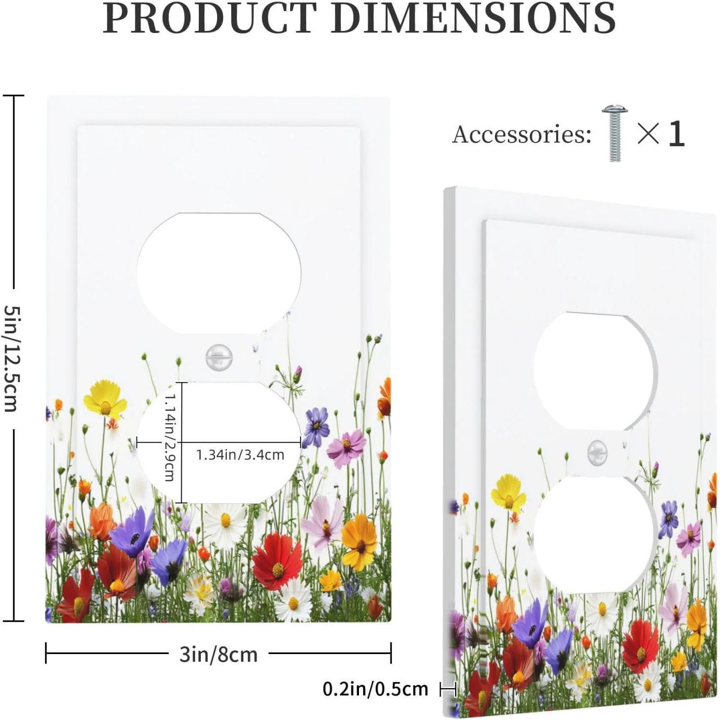 Outlet Covers Colorful Wildflowers Plant Floral Daisy 1 Gang Duplex Light Switch Cover Decorative Switch Plates Electrical Receptacle Faceplate Wall Plate For Bed Room Living Room Decor