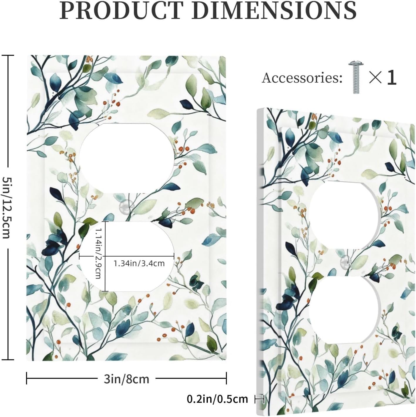 Decorative Outlet Covers Rustic Eucalyptus Leaf Geen Sage Leaves 1 Gang Duplex Light Switch Cover Plate Unique Wall Plates for Electrical Outlets Switch Plate Covers for Bedroom Home Decor