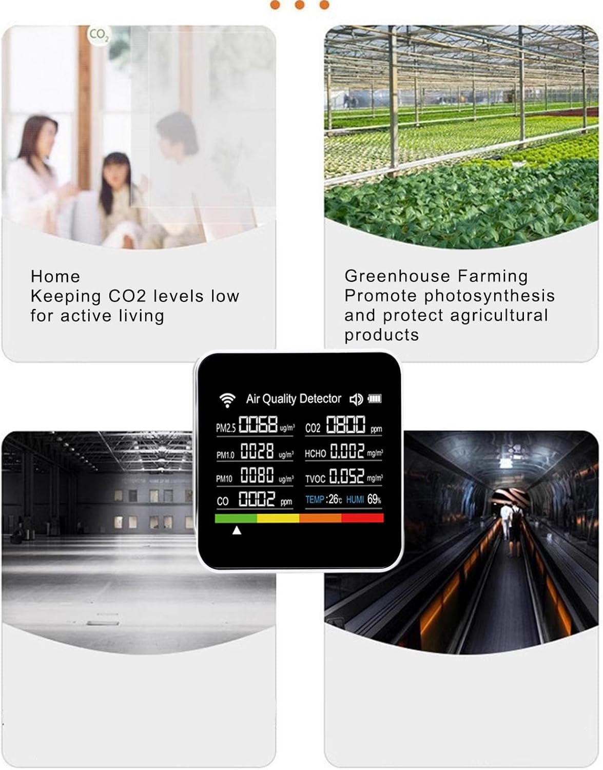 14 in 1 Air Quality Monitor Indoor with High Precision Sensors, 2.8 Display Screen, 14 Functions, Air Quality Detector for pm2.5, Vocs, Temperature, and Humidity