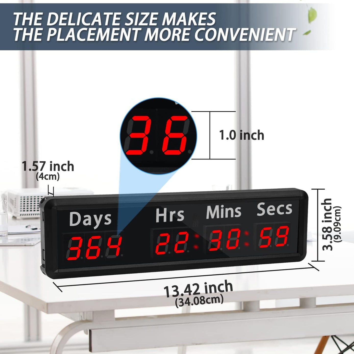 LED Countdown Clock, 999 Days, 23 Hours, 59 Minutes, 59 Seconds, Event Countdown Clock/Factory Accepts Your Exclusive Customization (1.0 inch 9-bit red LED)