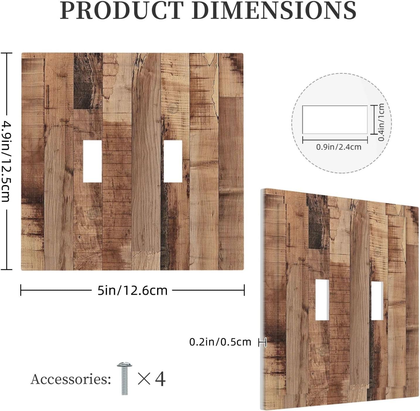 Decorative Switch Plates Rustic Brown Wood Grain 2 Gang Double Toggle Outlet Light Switch Cover Wall Plate Electrical Faceplate for Farmhouse Kitchen Decor