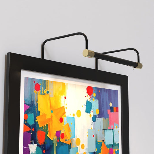 Cocoweb 12 Inch Tru-Slim Black and Brass Picture Light - LED, 2700K, Adjustable Arm, Plug-in, Toggle Switch, Sleek and Compact Design
