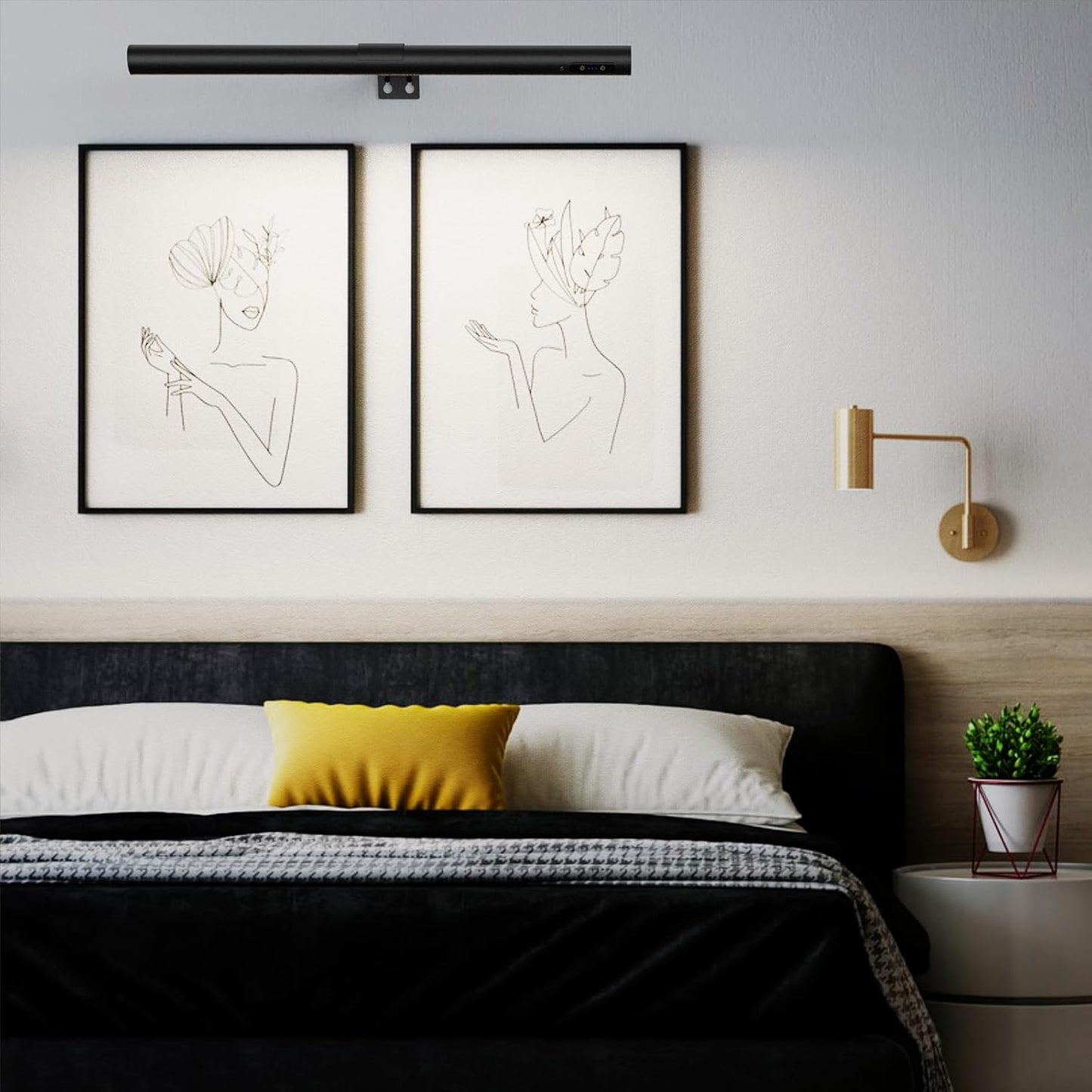 19.7inch Battery Operated Wireless Picture Light，Remote Control Painting Display Lights, Rechargeable Wall Lights with Three Modes and Power Display for Art Frame
