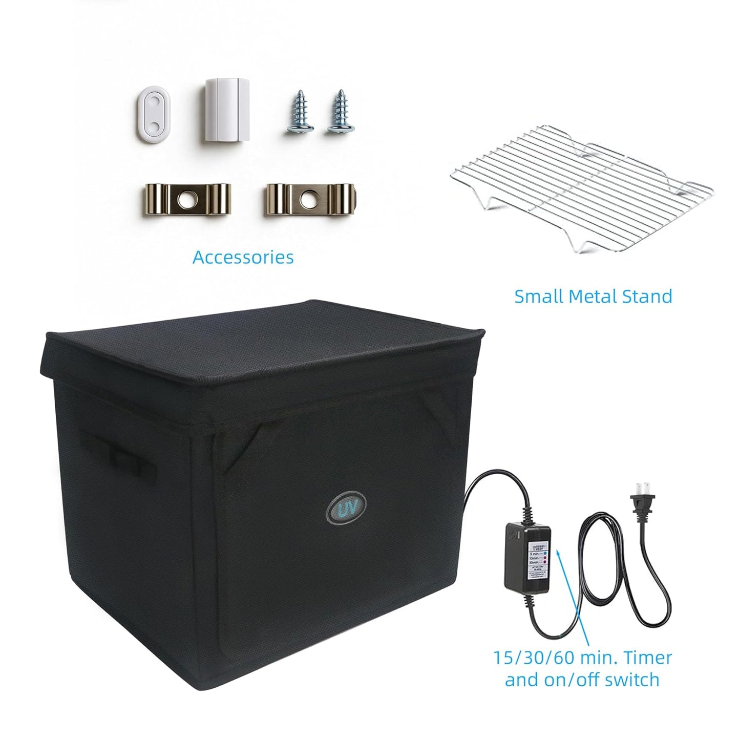 Large UV Sanitizer Box, 36L Portable Sanitizing and Cleaning Machine with 3-Level Timer, O-zone Foldable UV Cleaner Box for Household Use Like Phone, Towel, Key, Etc. with O-zone