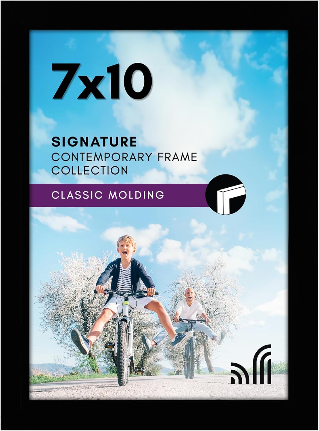 Americanflat 7x10 Picture Frame with Shatter-Resistant Glass - Signature Collection - Gallery-Style Frames Made of Engineered Wood - Photo Frame for Tabletop and Wall Display - Black