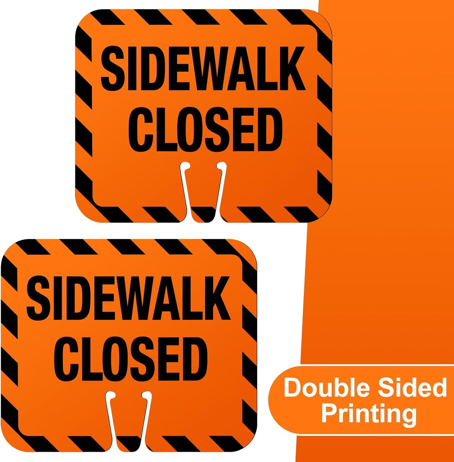 9 Pcs Plastic Sidewalk Closed Sign Bulk for Traffic Cones Top Road Warning Signs 10.4" Height x 12.6" Width x 0.05" Thickness for Outdoor Barricade Construction Caution