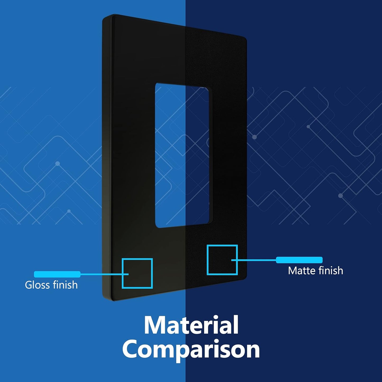 LIDER Decorator Wall Plate, Temperature and Impact Resistant UL Listed, Polycarbonate Thermoplastic, Matte Finish, Screwless Switch Cover for Modern Decoration, Mid-Size 1-Gang 4.88" x 3.11", Black