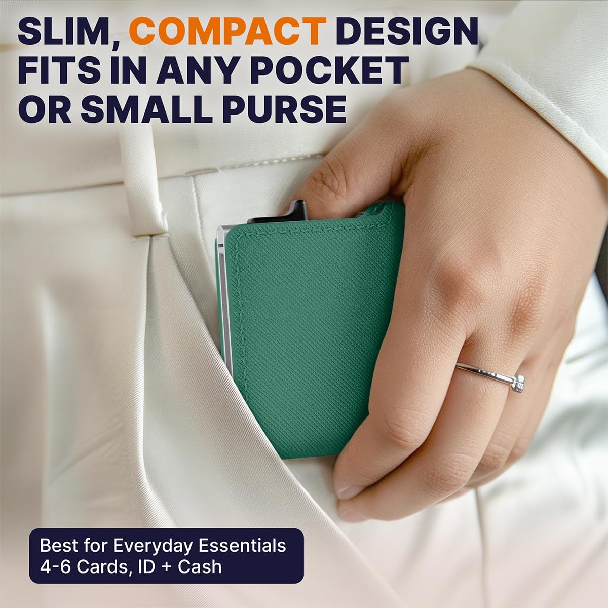 Conceal Plus Small RFID Wallet for Women, Slim Compact RFID Blocking Credit Card Holder Womens Wallet, Smart Pop Up Minimalist Card Case, Holds 4-6 Standard Cards Plus Cash & ID, Compact Travel Wallet