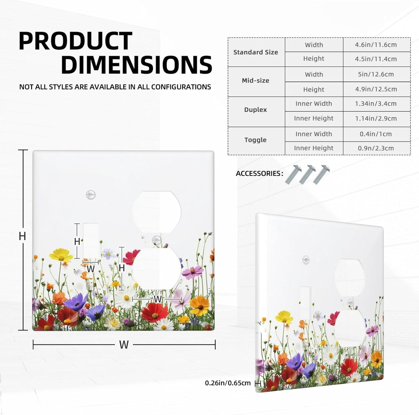 Wallplates Colorful Wildflowers Plant Floral Daisy 1 Toggle 1 Duplex Switch Plate Electrical Gfci Faceplate Decorative Light Switch Covers For Bed Room Living Room Decor