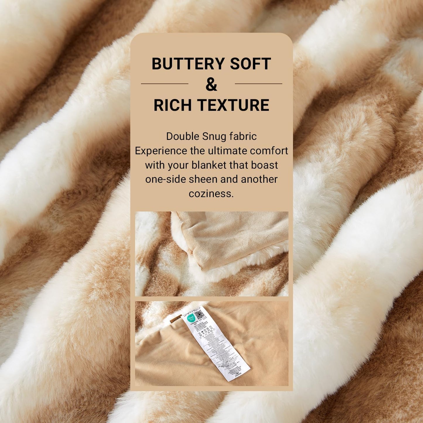 SAPHREAS Faux Fur Throw Blanket for Couch, Fluffy Fuzzy Bubble Blanket for Sofa Bed Living Room, Decor Soft Cozy Gifts for Women Men, 50x60” Tie Dye Khaki