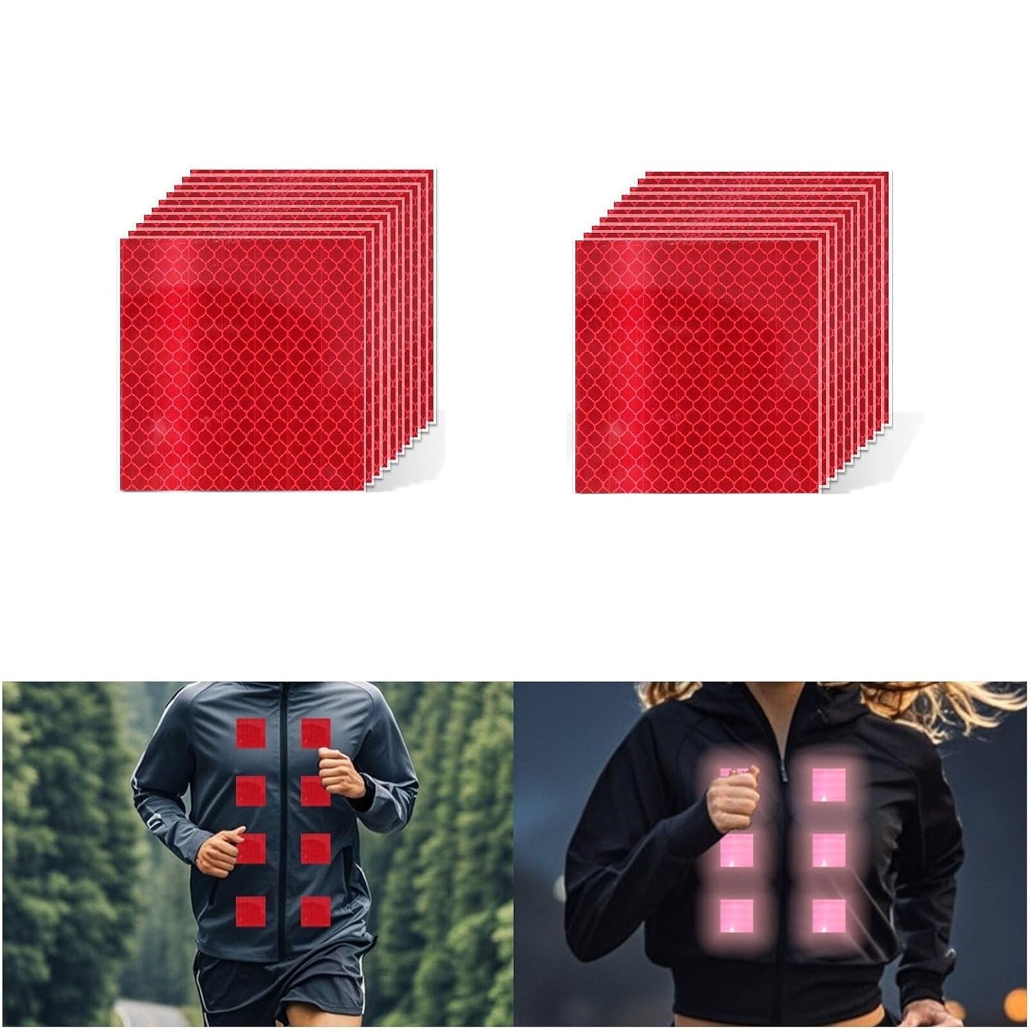 Non Fading Red Reflective Stickers 2 inch X 2 inch, Outdoor Waterproof High Visibility Warning Safety Adhesive Reflector Tape (20 Pcs)