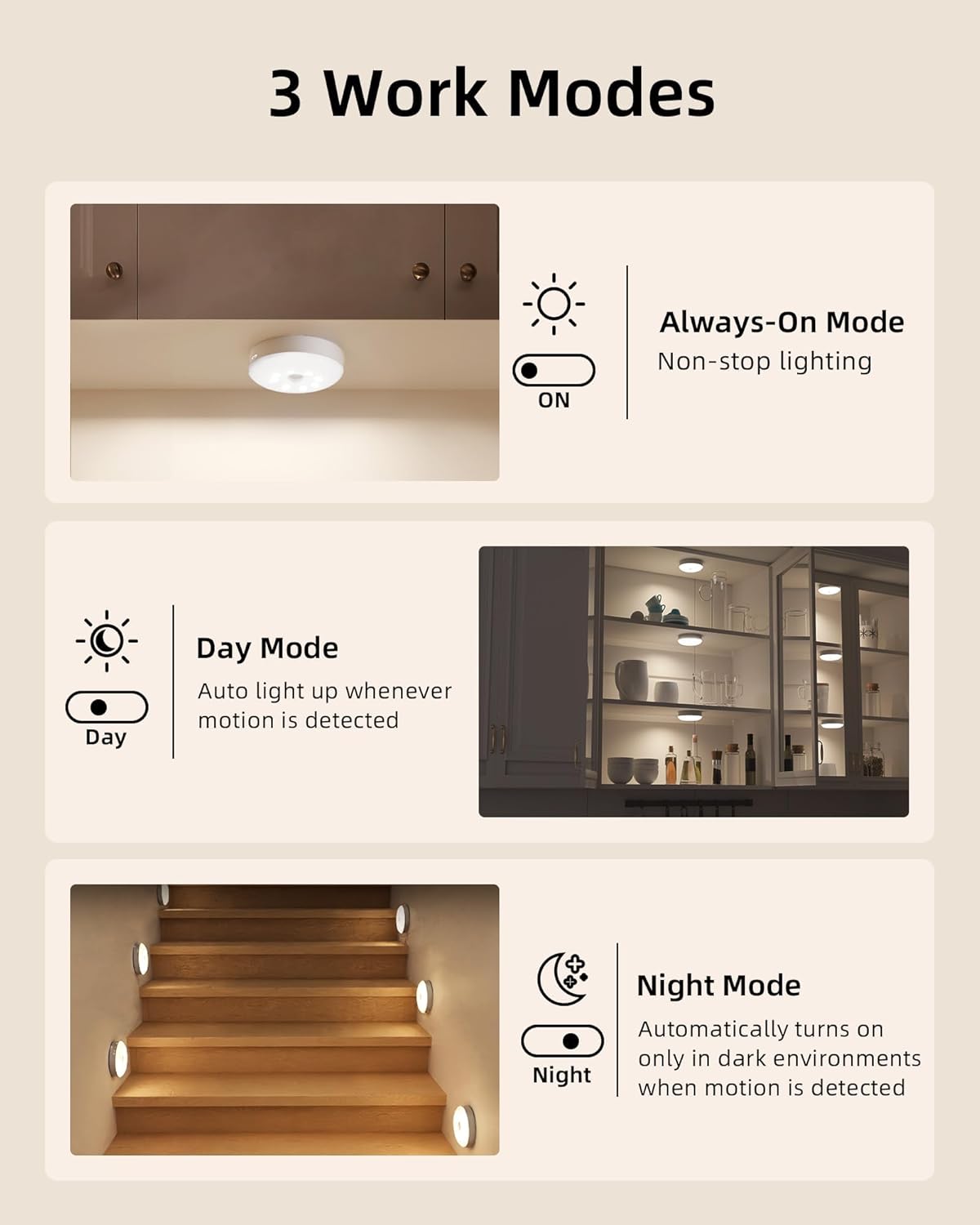EZVALO 6-Pack Under Cabinet Lighting, Rechargeable Motion Sensor Puck Light with Remote, 3 Color Temps &12 RGB Colors, Magnetic Stick on Light, Dimmable Under Counter Light for Kitchen, Home Decor