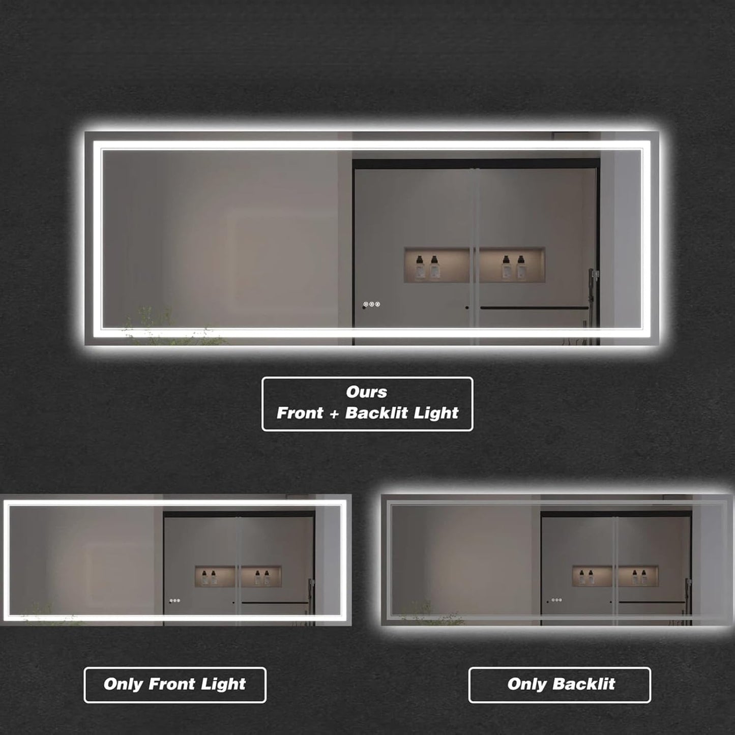 LED Bathroom Mirror with Lights, Wall Mirrors
