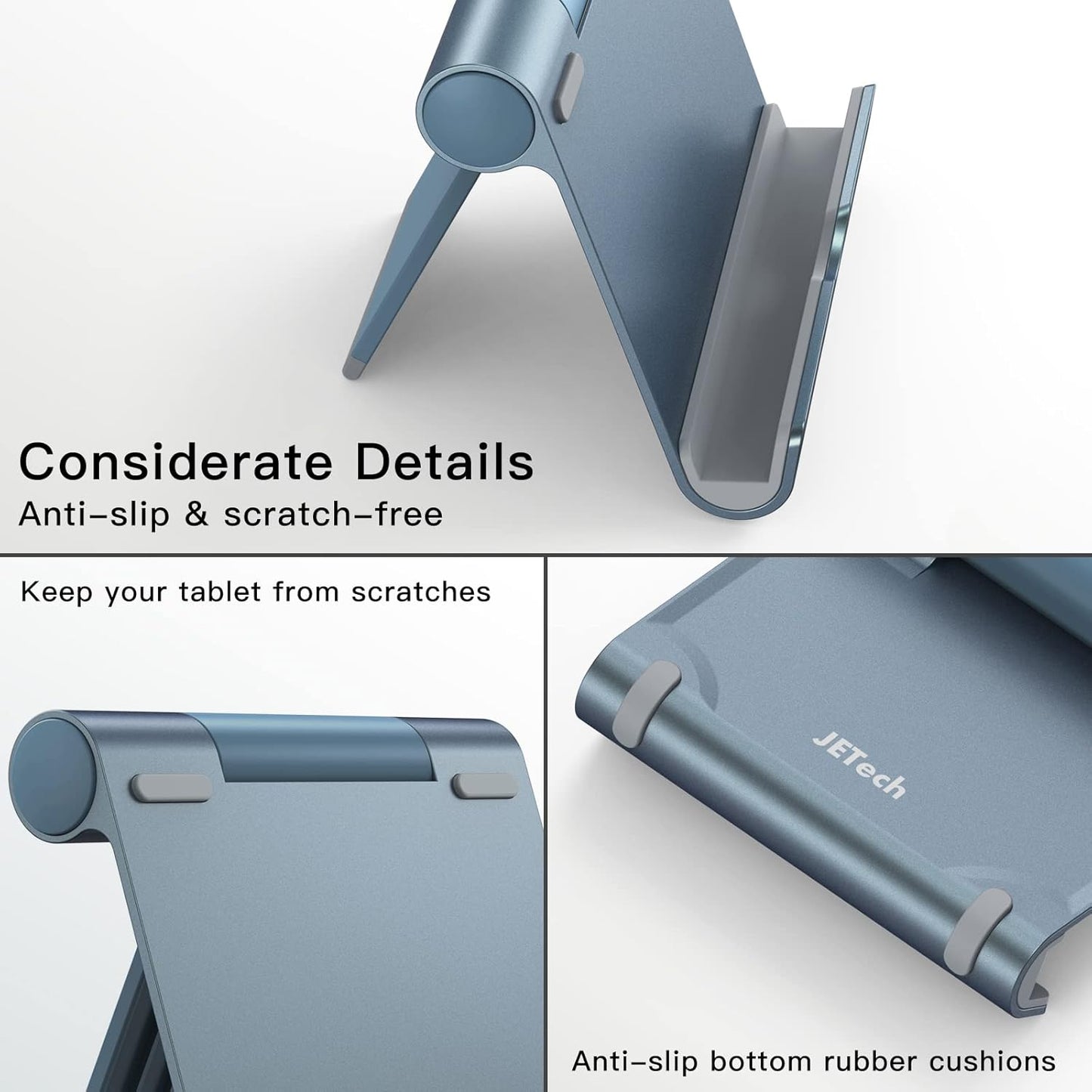 JETech Tablet Stand, Adjustable Portable Desktop Holder, Foldable Dock for iPad/iPad Pro/Air/Mini, Galaxy Tab A8/A7 Lite/A7/S8/S7, Kindle, Tab/Phones(4-11"), Grey