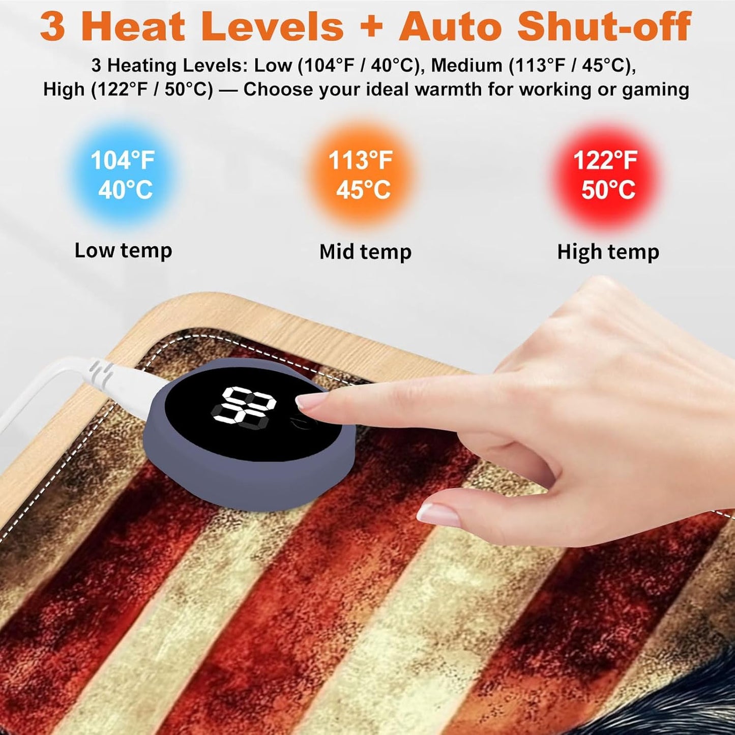 Small Heated Desk Pad 23.6" x 14.2" – Compact Electric Mouse Pad with 3 Heating Levels, Auto Shut-Off, Waterproof PU Surface, Plug-in Warmer for Office or Home Use, German Shepherd