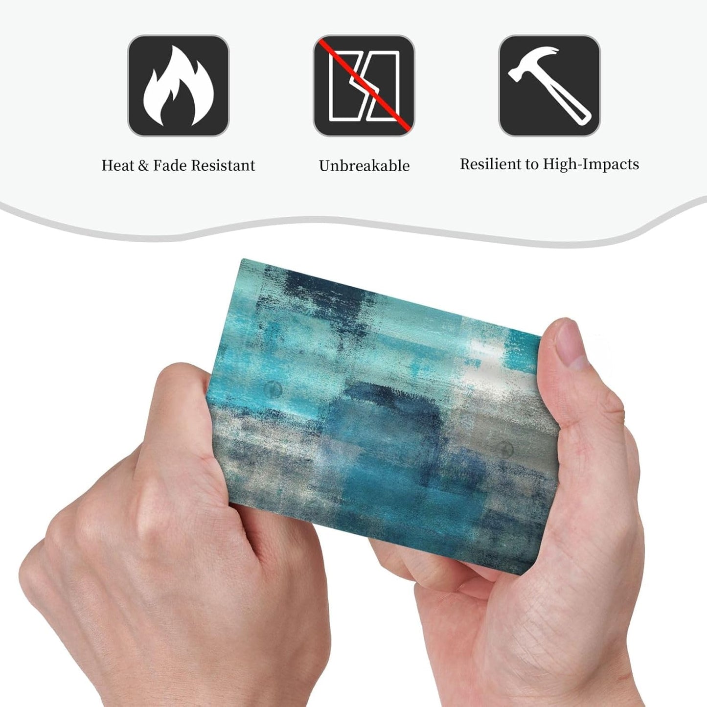 Light Switch Cover Plate Teal Blue Modern Geometric Abstract Turquoise Green 1 Gang No Device Blank Electrical Wall Plates Faceplate Decorative Switch Plate for living Room Bedroom Decor