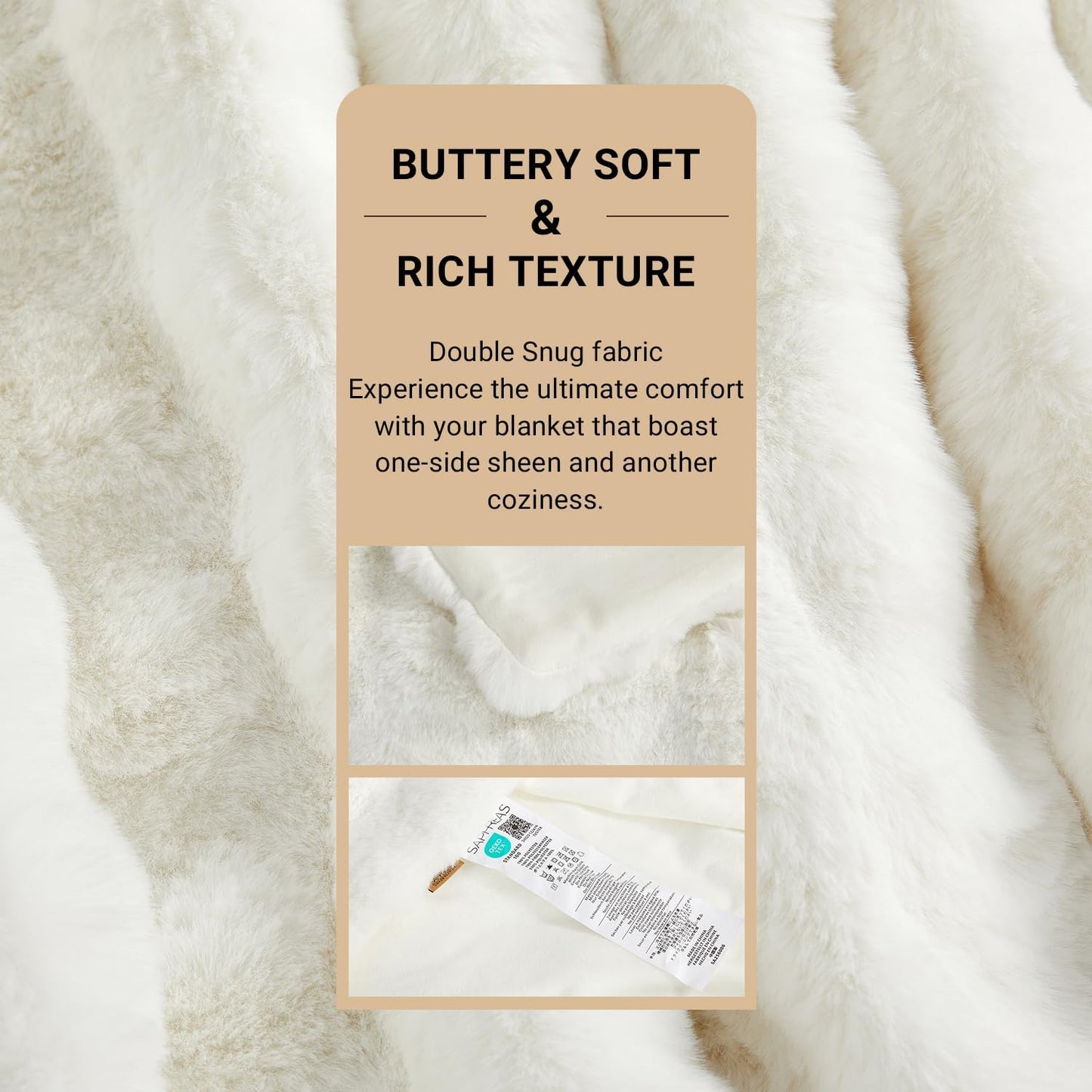 SAPHREAS Faux Fur Throw Blanket for Couch, Fluffy Fuzzy Bubble Blanket for Sofa Bed Living Room, Decor Soft Cozy Gifts for Women Men, 50x60” Cream White