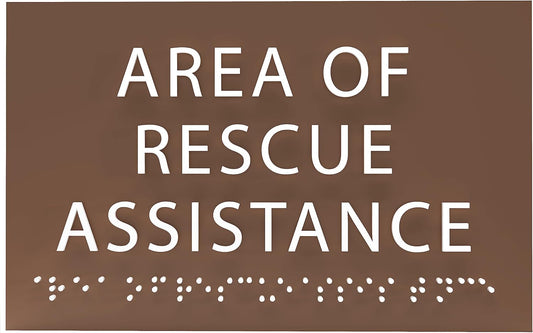 6" X4" Area of Rescue Assistance Sign- Tactile Graphics Grade 2 Braille Text ADA Compliant Sign |ADA Compliant Plastic Signs for Schools, Offices, Businesses, Apartments & Restaurants