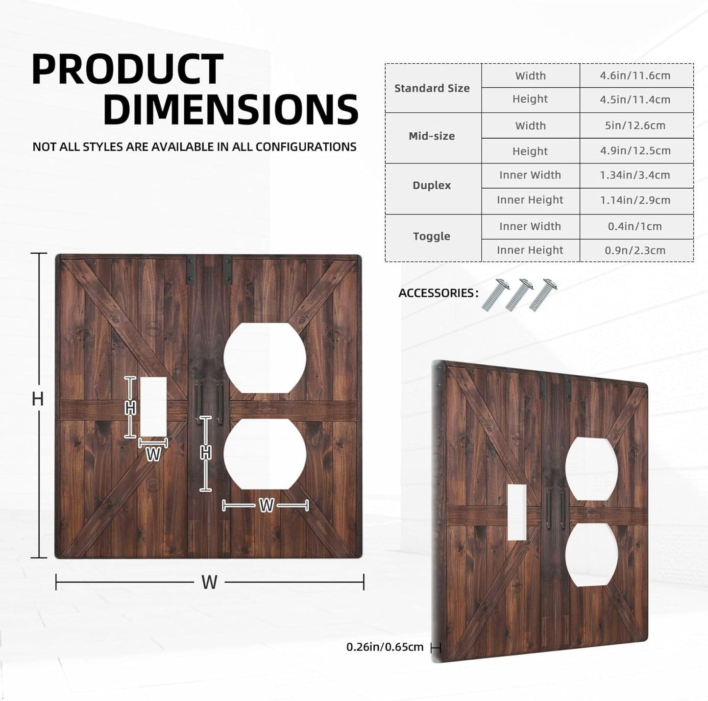 Decorative Outlet Covers Vintage Brown Farmhouse Barn Door 2 Gang Light Switch Cover Plate Single Toggle Duplex Wall Plates for Electrical Outlets Switch Plate Covers for Bedroom Home Decor